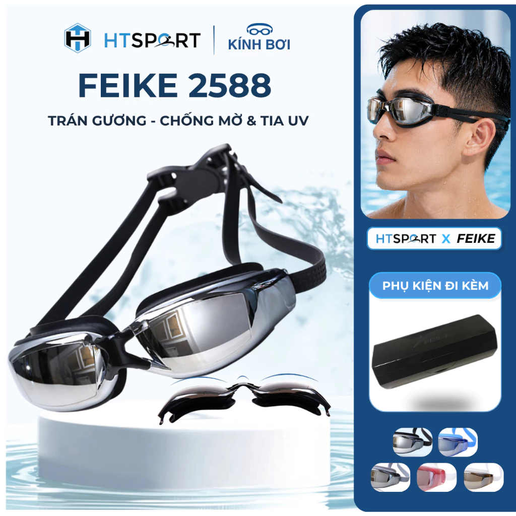 Kính Bơi, Kiếng Bơi Tráng Gương, Chống Tia UV Chống Hấp Hơi FEIKE 2588