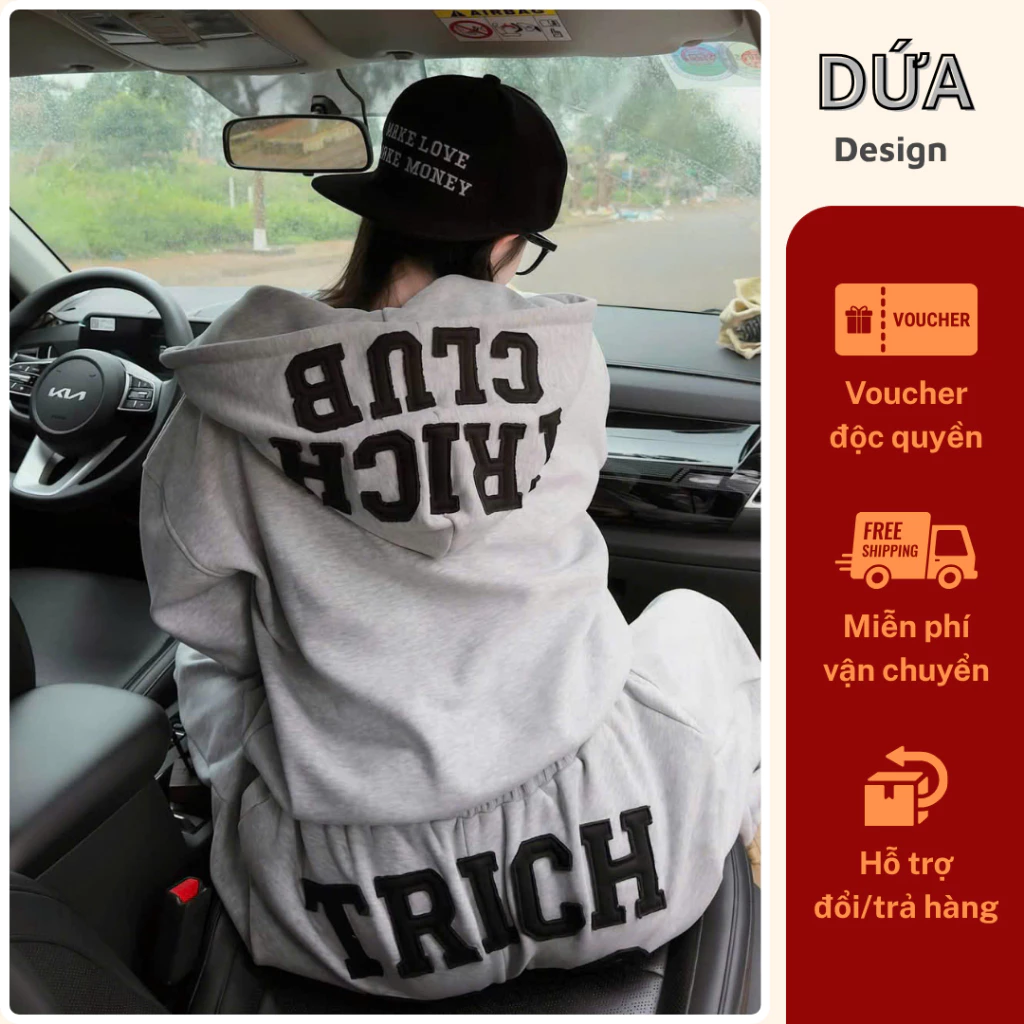 P47 Set Trich Club Chất Nỉ Năng Động Phong Cách Thể Thao Phù Hợp Cho Cả Nam Nữ