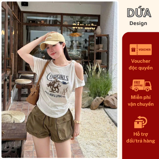 P49 Áo Cowgirls Hở Vai Chất Cotton Mềm Mịn Thoáng Mát Dễ Phối Đồ Phong Cách Hàn Quốc