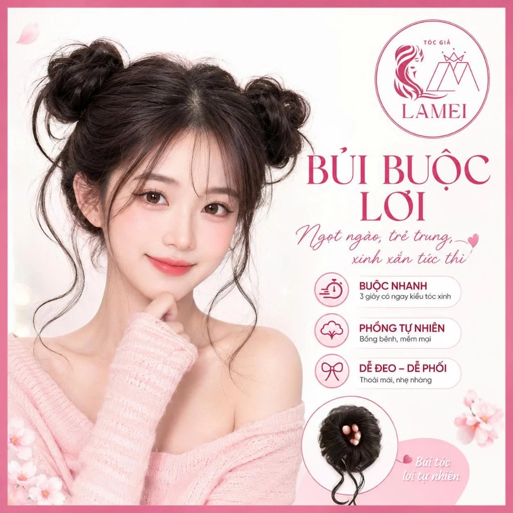Tóc Giả Nữ Búi Tóc Giả Buộc Lơi phong cách Hàn Quốc Lamei