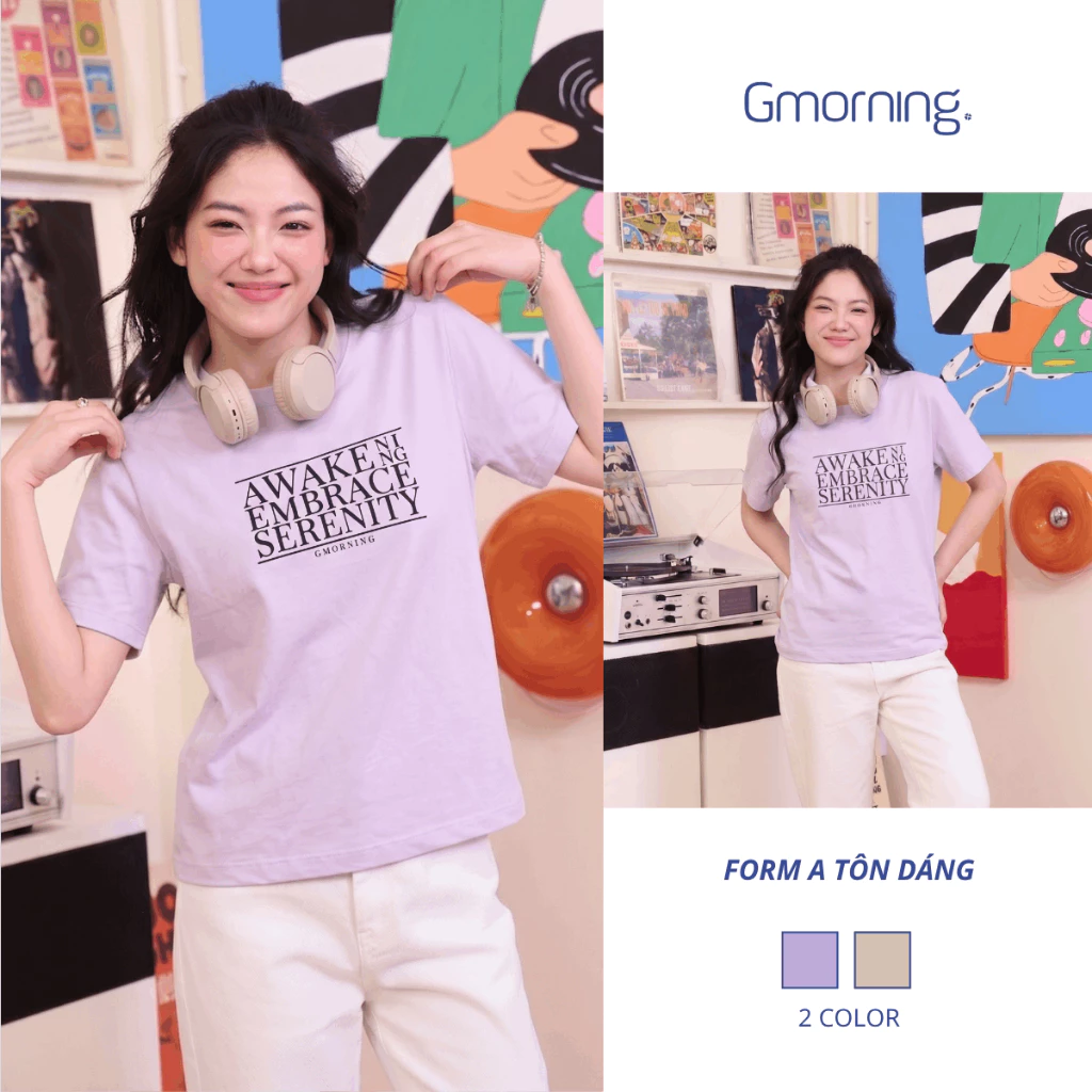Áo Phông Nữ Basic Gmorning YATG06069 Chất Cotton Mềm Mát - Áo Thun Ngắn Tay Dễ Phối Đồ