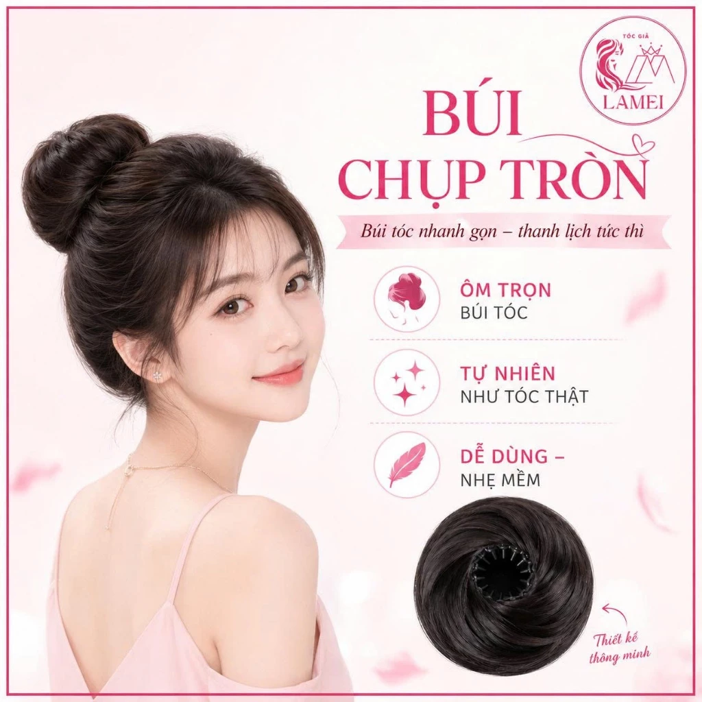 Búi Tóc giả CHỤP Tròn Co Giãn, Búi Kẹp Chỏm tiện lợi phong cách Hàn Quốc Lamei