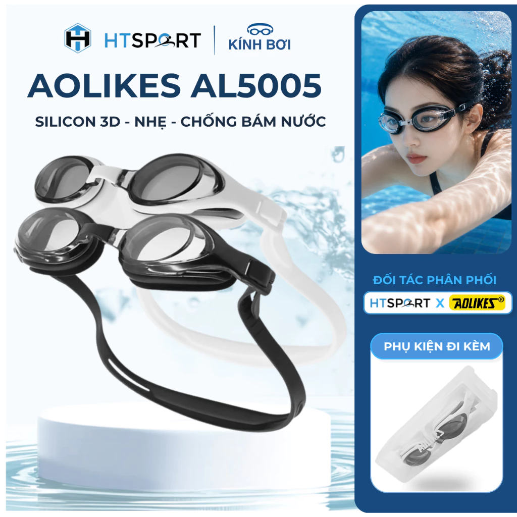 Kính Bơi AL5005 Aolikes Chống Tia UV, Chống Sương Mù, Không Thấm Nước Bảo Vệ Mắt An Tòan Khi Bơi Lội