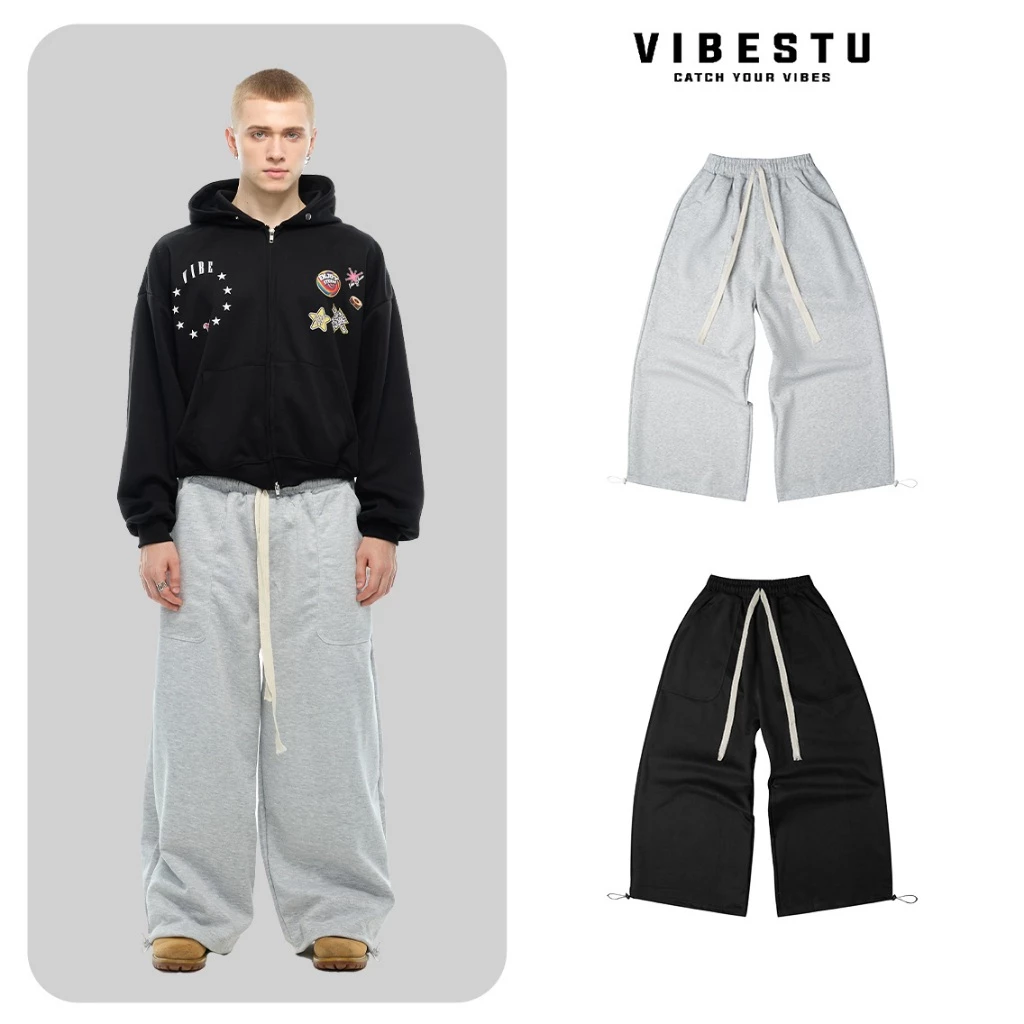 Quần Dài Ống Siêu Rộng Vải Nỉ 2 Da Local Brand VIBESTU , Quần Dài Form Unisex Nam Nữ