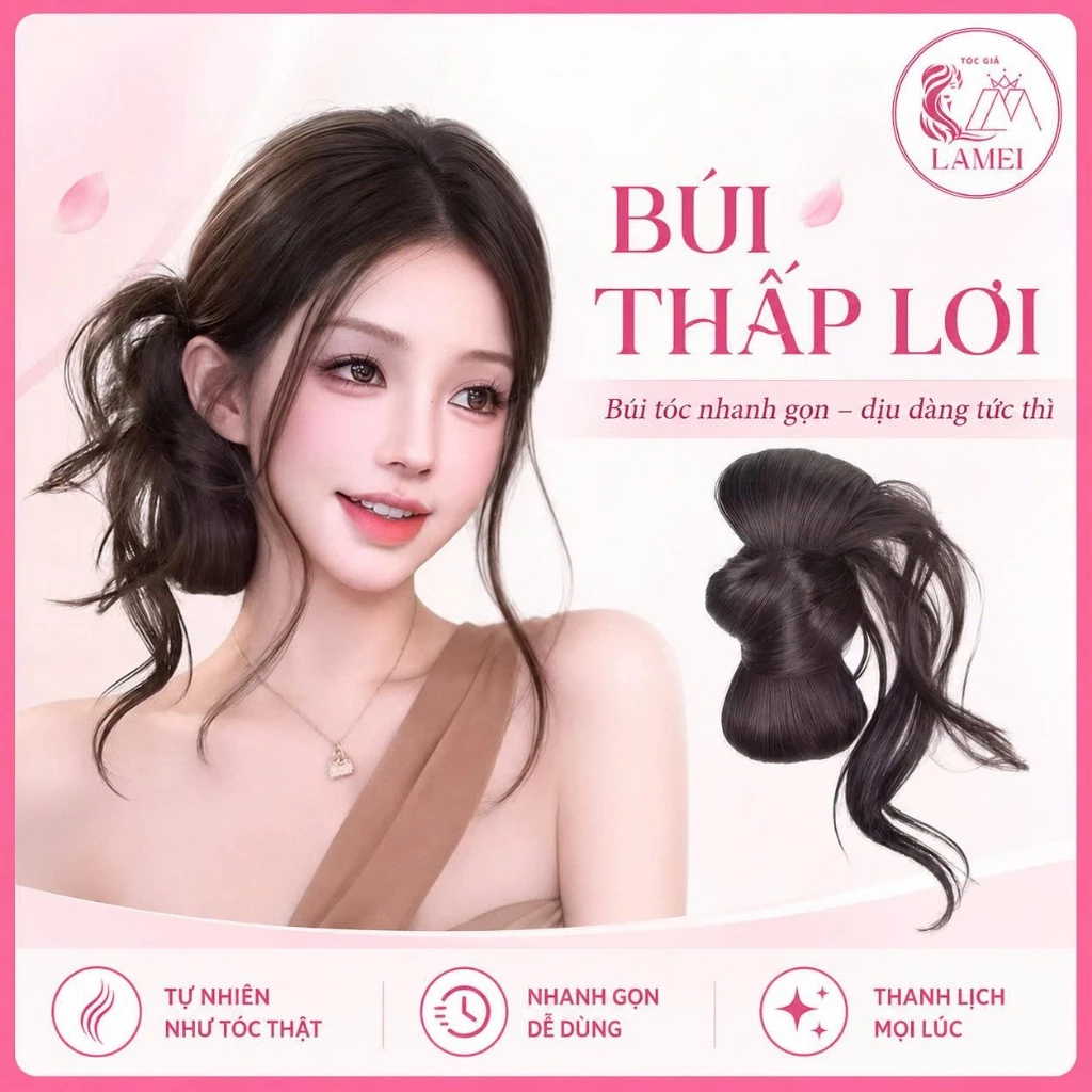 Tóc Giả Nữ Kẹp Búi Tóc Giả THẤP LƠI tạo kiểu tóc nhẹ nhàng Lamei