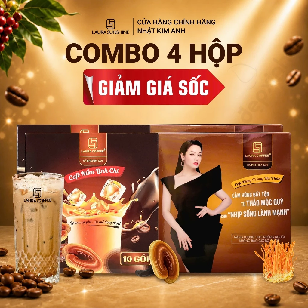 [GIẢM GIÁ KHÔNG QUÀ] Combo 4 Hộp Cà phê hòa tan Laura Coffee