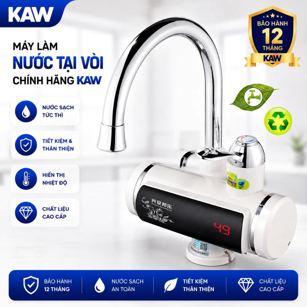 Máy Làm Nước Nóng Trực Tiếp Tại Vòi KAW, Làm Nóng Nhanh Chóng, An Toàn, Tiện Lợi