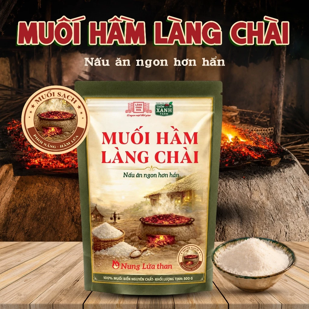 Muối hầm Làng Chài Xưa 500g Nấu ăn ngon hơn - Nung lửa than từ muối biển nguyên chất