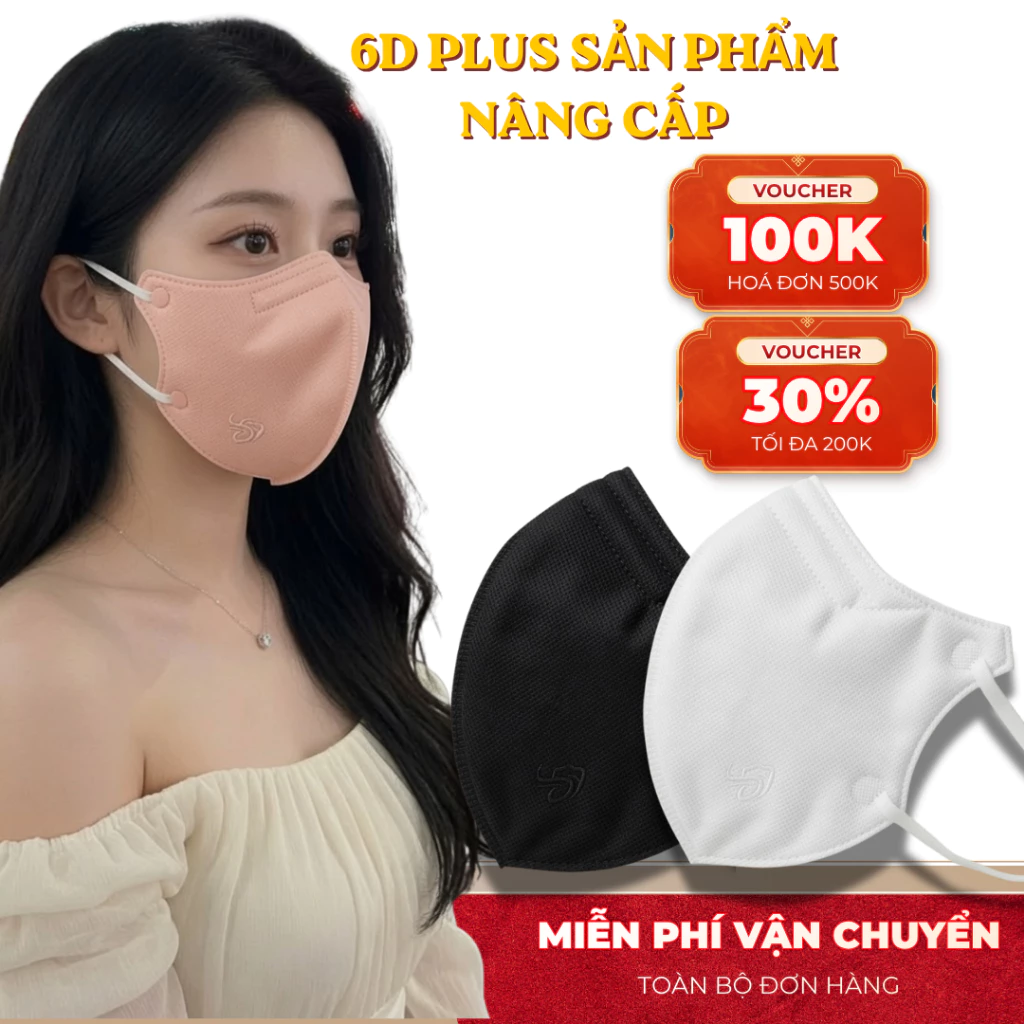 Thùng 200 Cái 6D PLUS DENTAL Khẩu Trang Fom dáng rộng với thiết kế cải tiến chống tia UV và bụi bẩn