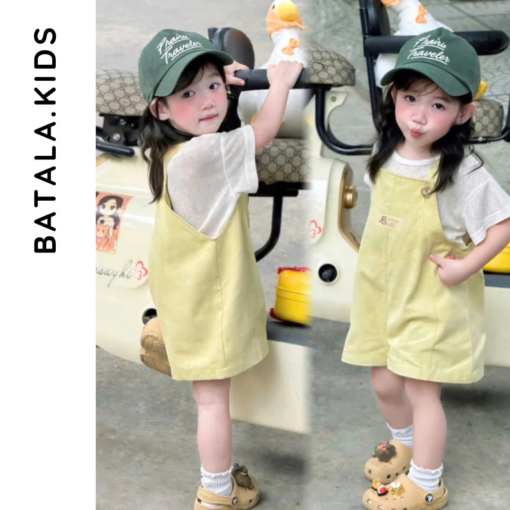 Yếm kaki cho bé trai bé gái Batala Kids,  YẾM KAKI MÁC GẤU VÀNG CỐM  cho bé cho bé từ 9- 25kg.