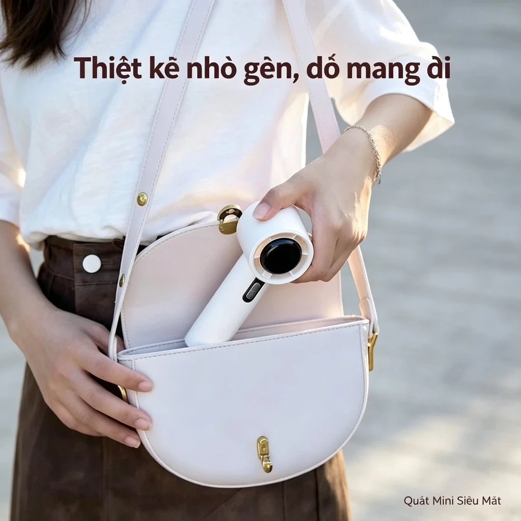Quạt mini M2 5000mAh – Gió siêu mạnh, 100 tốc độ, pin hiển thị số, dây đeo tiện lợi!