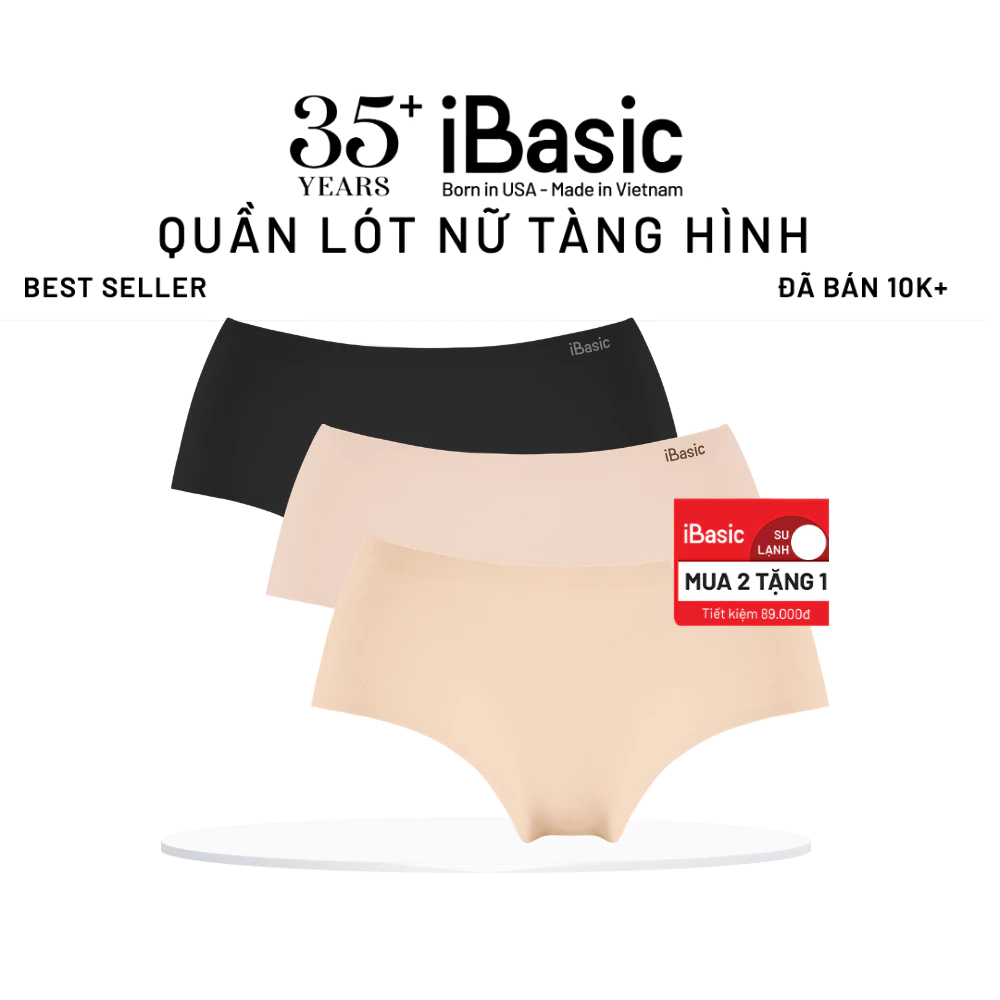 [MUA 2 TẶNG 1] Pack 3 combo quần lót su nữ lưng cao không đường may không lộ viền iBasic PA3V189