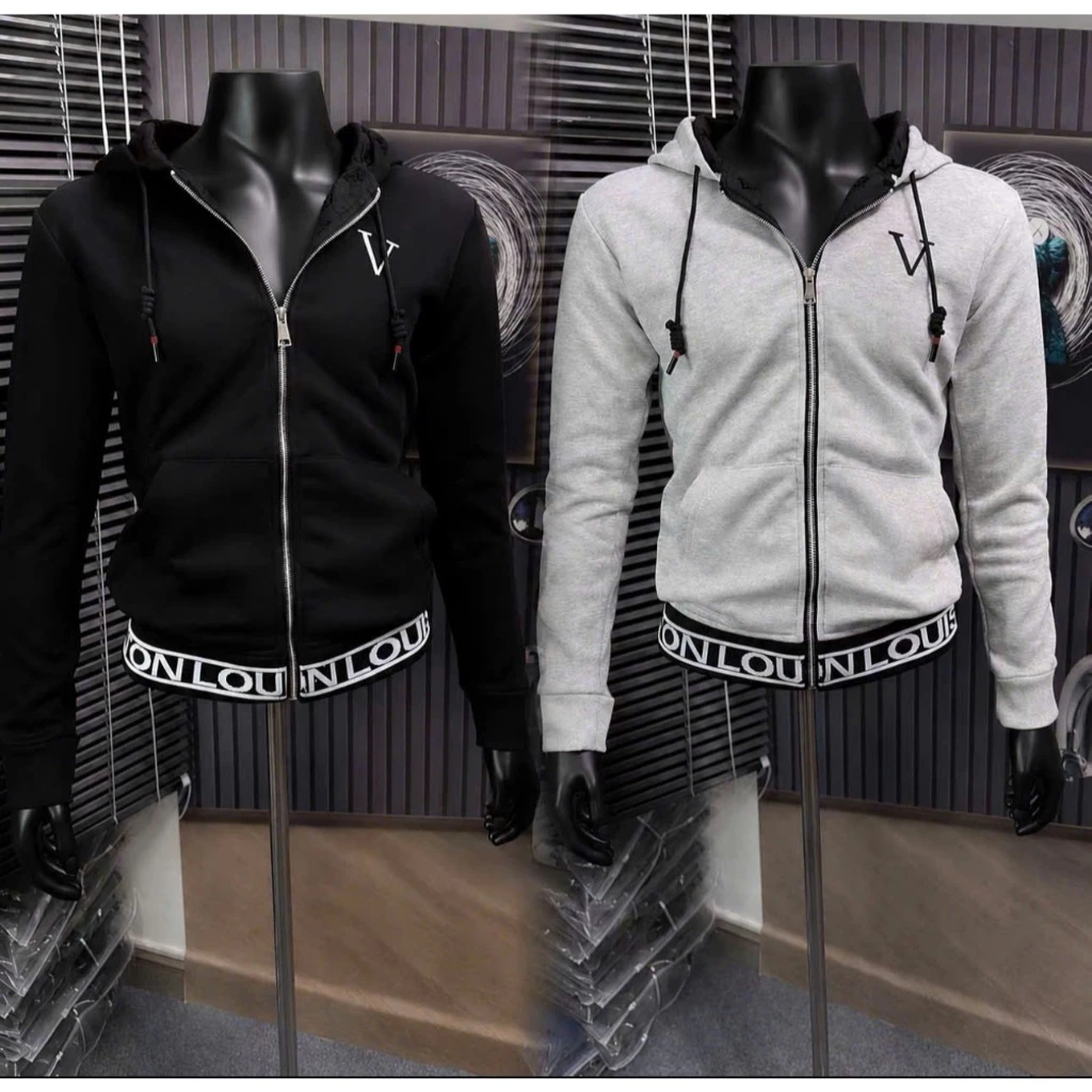 Áo Hoodie Zip Nỉ Họa Tiết Thêu Phối Bo Chữ Dệt Trắng Logo Thêu Mũ Lót Vân Nhung Phong Cách Thời Trang Nam Nữ 08