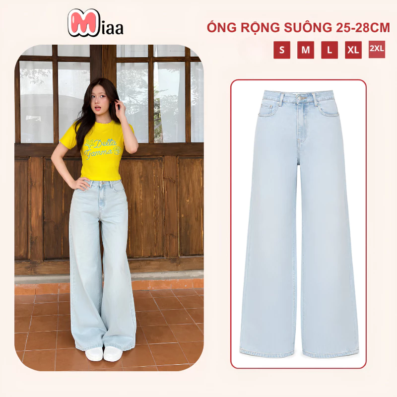 Quần Jean Ống Suông CẠP TRỄ MIAA form ống suông tôn dáng phong cách Y2K cá tính