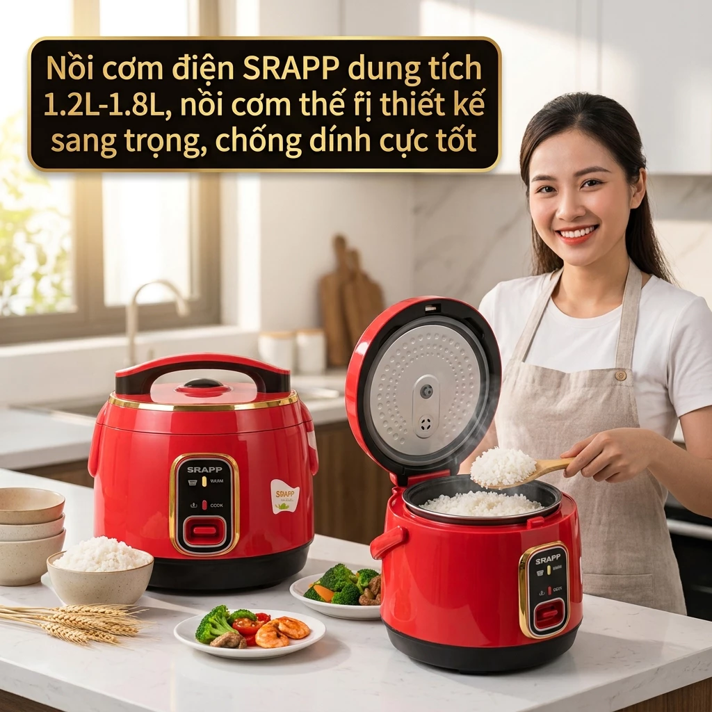 Nồi Cơm Điện SHAPP Dung Tích 1.2L - 1.8L Lòng Chống Dính Nấu Cơm Dẻo Ngon