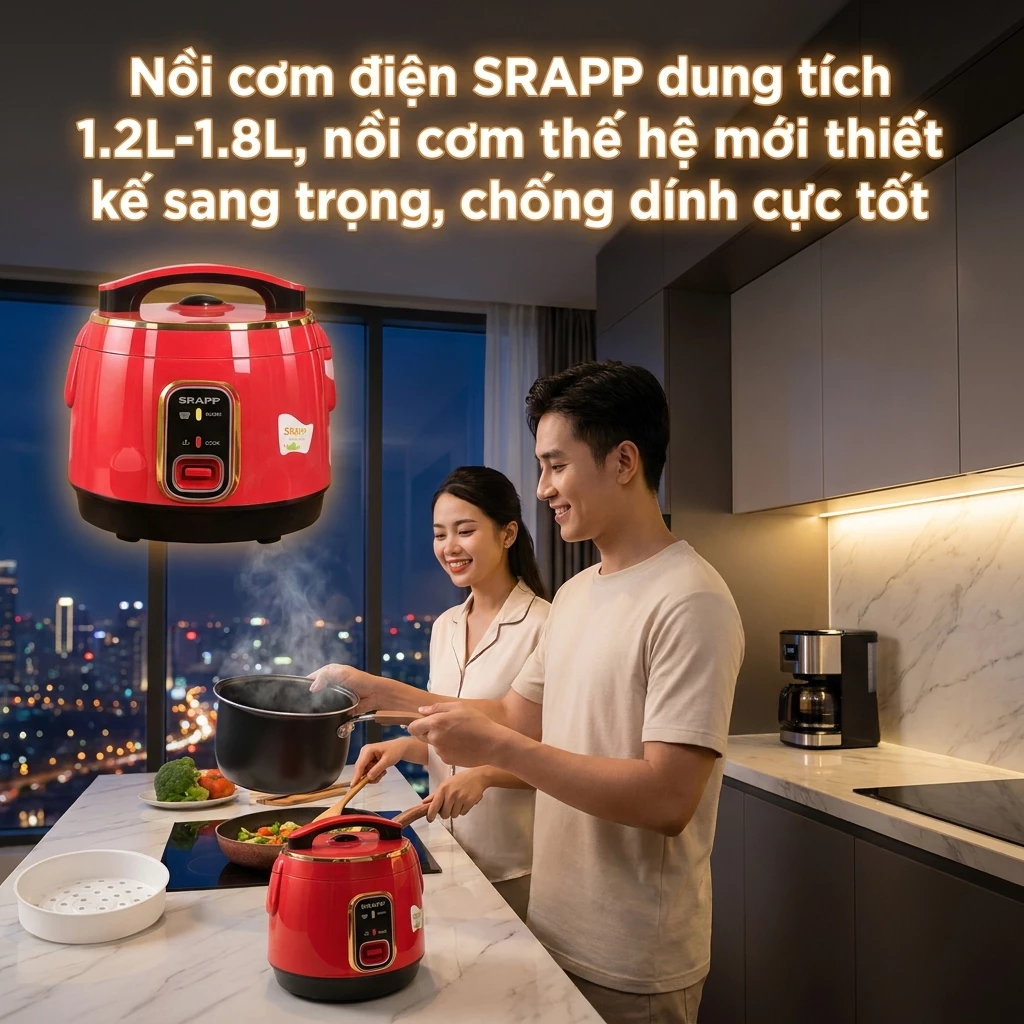 Nồi Cơm Điện Tử Cơ SHAPP 1.8L 1.2L Phủ Men Chống Dính Giúp Cơm Thơm Ngon