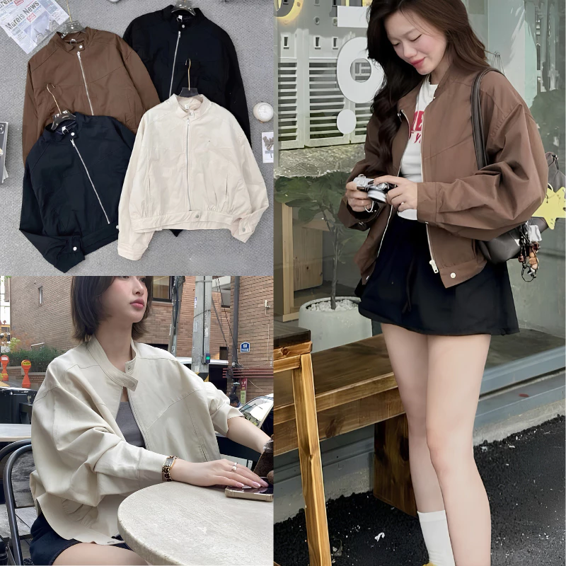 Áo Khoác Kaki 2 Lớp Cổ Trụ. Áo Khoác Bomber Chất Kaki Mềm Màu Sắc Nhẹ Nhàng Thanh Lịch