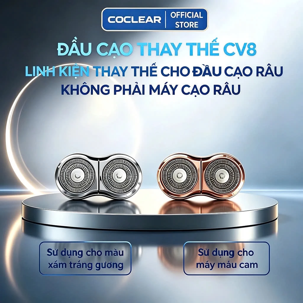 ĐẦU CẠO MÁY CẠO RÂU COCLEAR CV8 Sử dụng cho máy CẠO RÂU MINI CS007 màu cam , màu xám tráng gương
