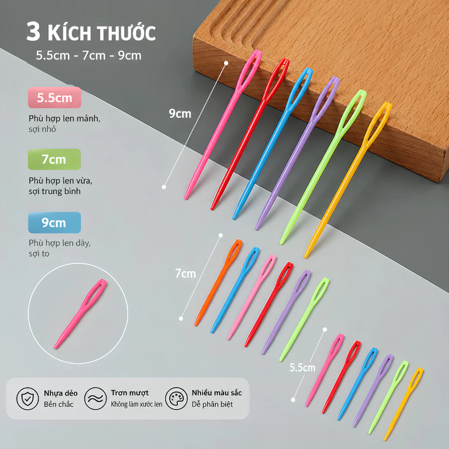 Kim khâu len lỗ kim to dễ xỏ chỉ , dụng cụ đan móc len cho người mới bắt đầu