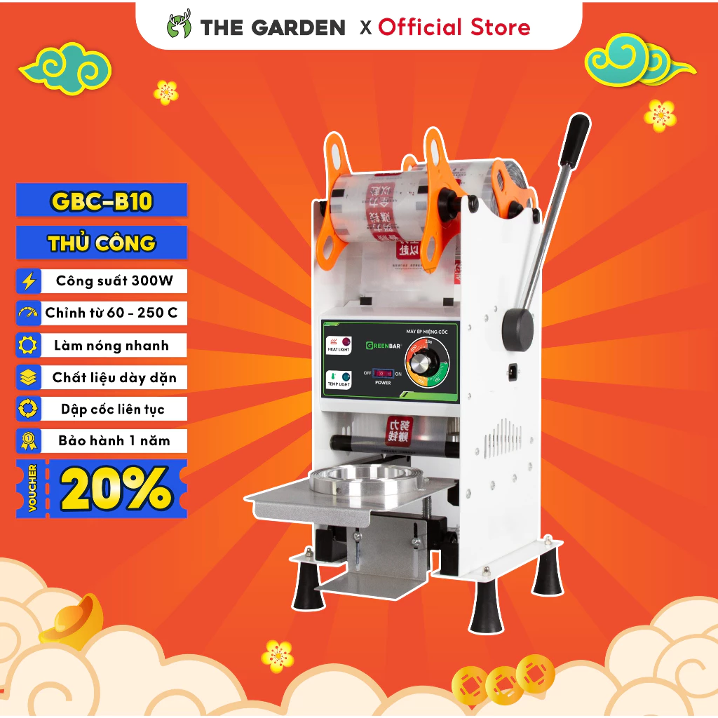 Máy dập nắp ly thủ công THE GARDEN x GREENBAR máy dán miệng ly, máy dập nắp cốc trà sữa - THE GARDEN