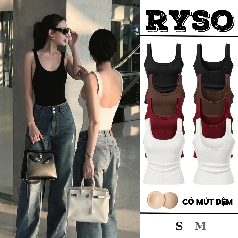 Áo Hai Dây Bản To Khoét Lưng Hở Sâu Gợi Cảm Form Ôm Body Chất Thun Borip Co Giãn 2S08 RYSO STORE