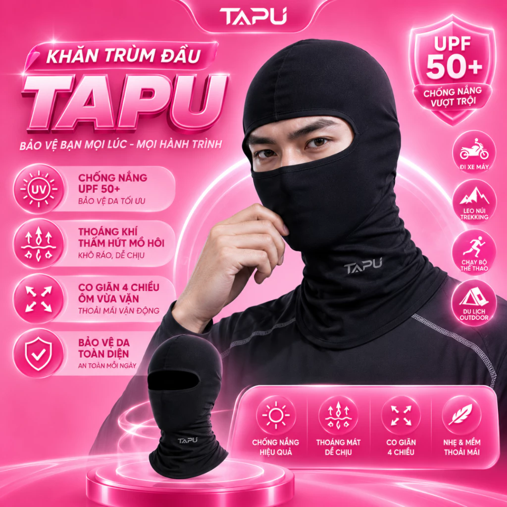 Khăn trùm đầu ninja đội mũ bảo hiểm fullface 3/4 1/2 khăn trùm đội chống nắng cao cấp - bình an 83