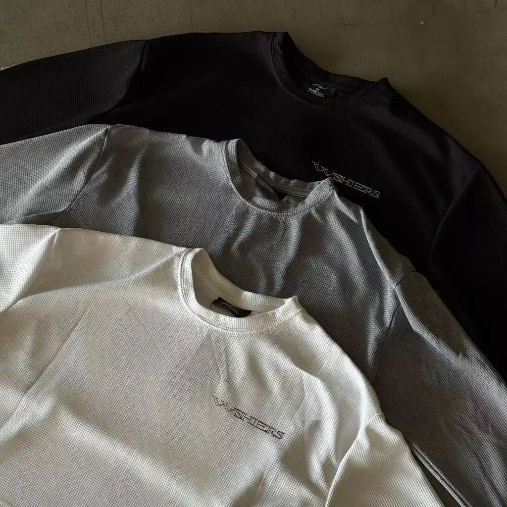 LINEWORK WAFFLE LONG SLEEVE - Áo tay dài vải tổ ong form rộng nam nữ Whose Studio