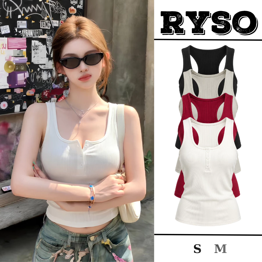 Áo Ba Lỗ Nữ Phối Nút Form Ôm Chất Thun Borip Co Giãn Thoáng Mát Thể Thao Dễ Phối 3L10 RYSO STORE