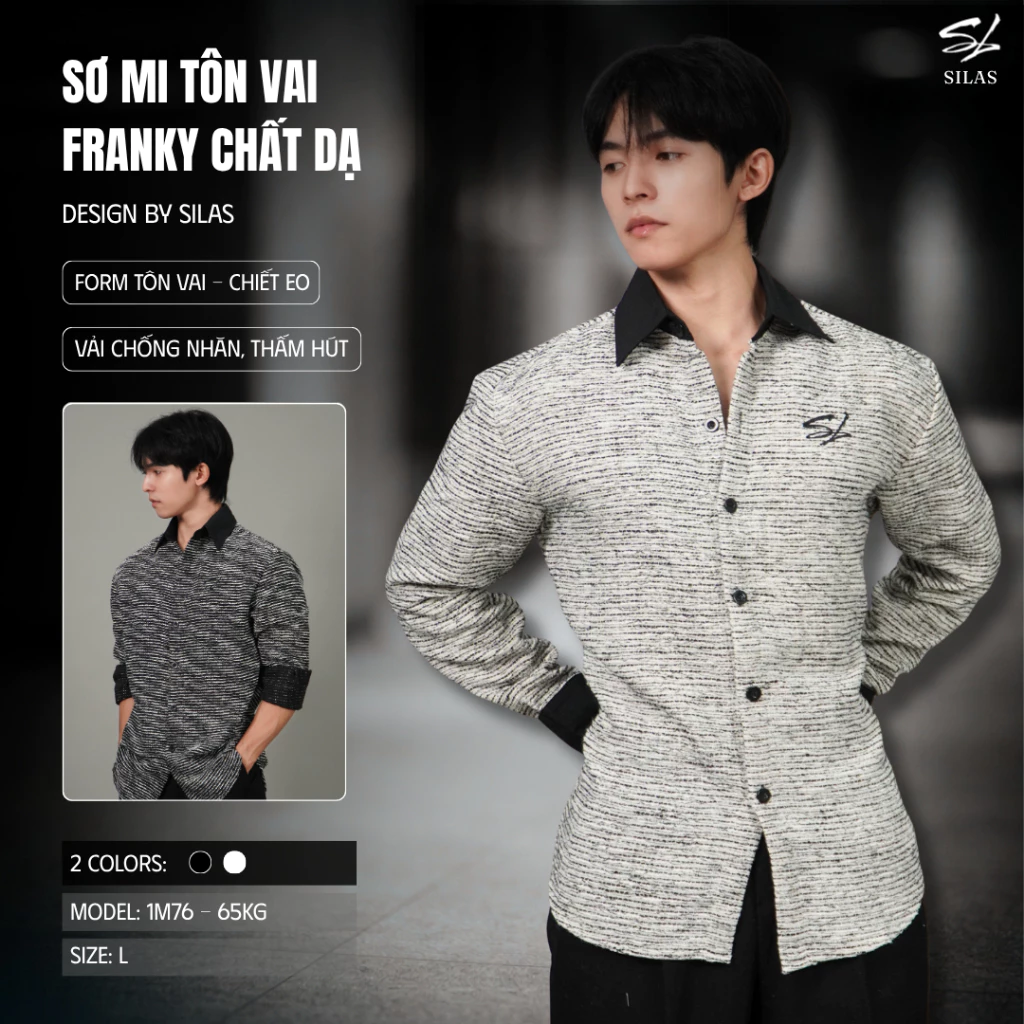 (Form Rộng) Áo Sơ Mi SILAS Franky Tay Dài Chất Dạ Thêu SL Menswear Cổ Bẻ - ACLC11