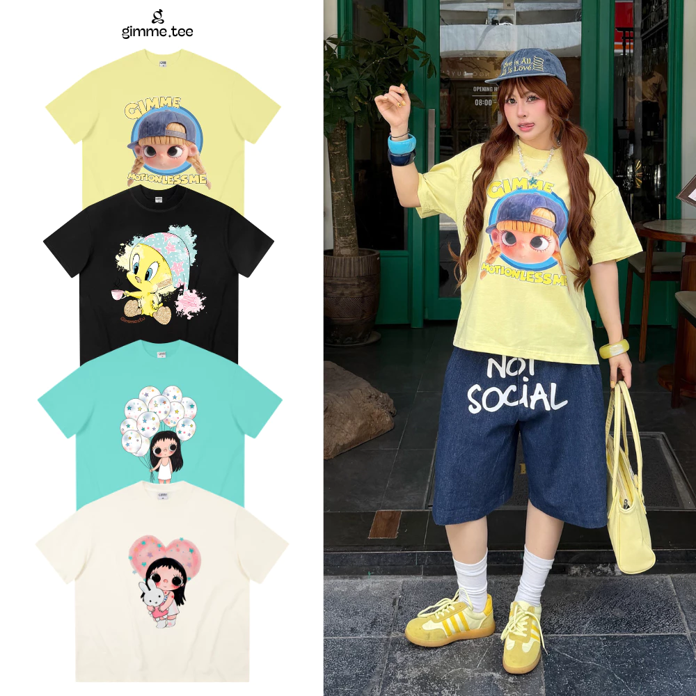 Áo Thun Boxy Ver.2 Gimme - Hoạt Hình Cartoon - Premium Cotton 250gsm Cotton 2 Chiều - GMBX52