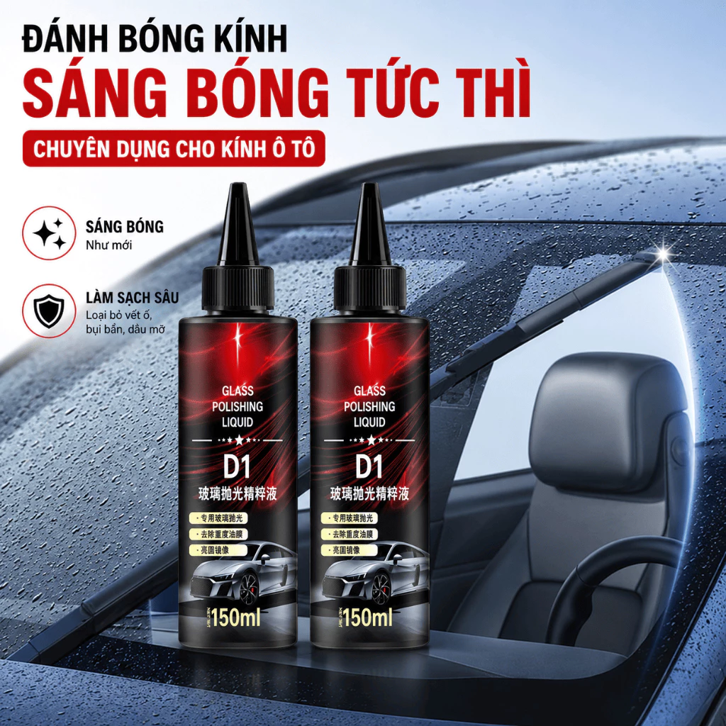 Chai Nano Chống Bám Nước Kính Ô Tô 150ml, Dung Dịch Phủ Bóng Nano – Làm Sạch, Làm Sáng, Tăng Tầm Nhìn An Toàn