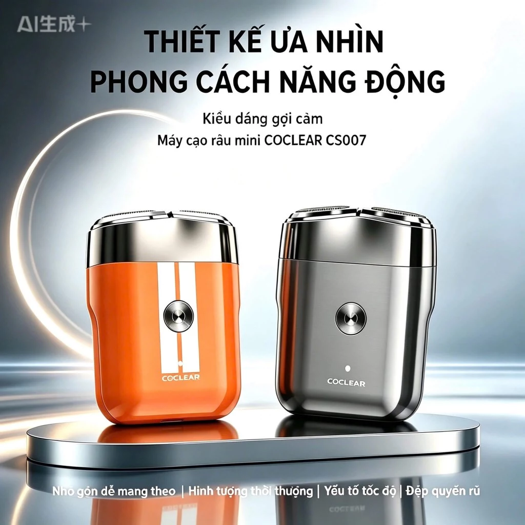 （NEW)Máy cạo râu mini Coclear CS007 chống nước toàn thân, sạc nhanh Type-C 1.5h, khóa du lịch, BH 1 năm.