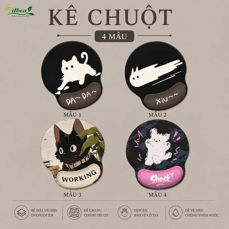 KÊ CHUỘT - Lót Chuột Kê Tay, Lót Chuột Có Đệm Kê Tay Chống Mỏi Cổ Tay