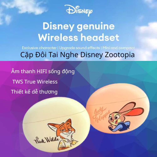 Disney Cặp Tai nghe Bluetooth QS-T19 Chính Hãng TWS Không Dây Âm Thanh HIFI Bluetooth 5.4 Thiết Kế Dễ Thương