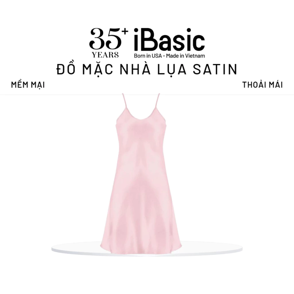 Đầm ngủ nữ iBasic hai dây lụa satin mềm mại 7916