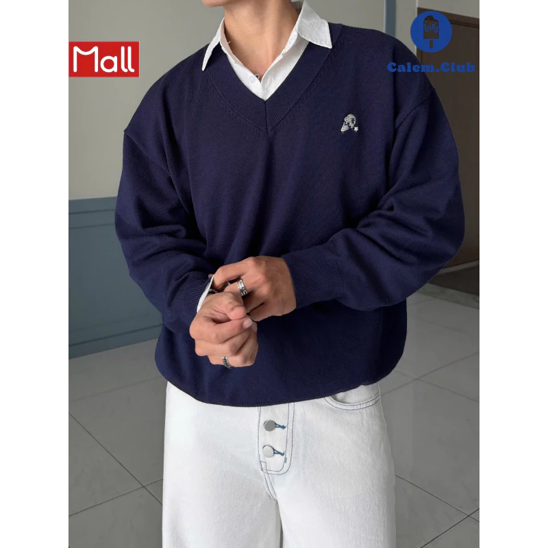 Calem.Club - Áo Len Campus V-Neck Knit - áo sweater tay dài chất len mịn premium form rộng unisex