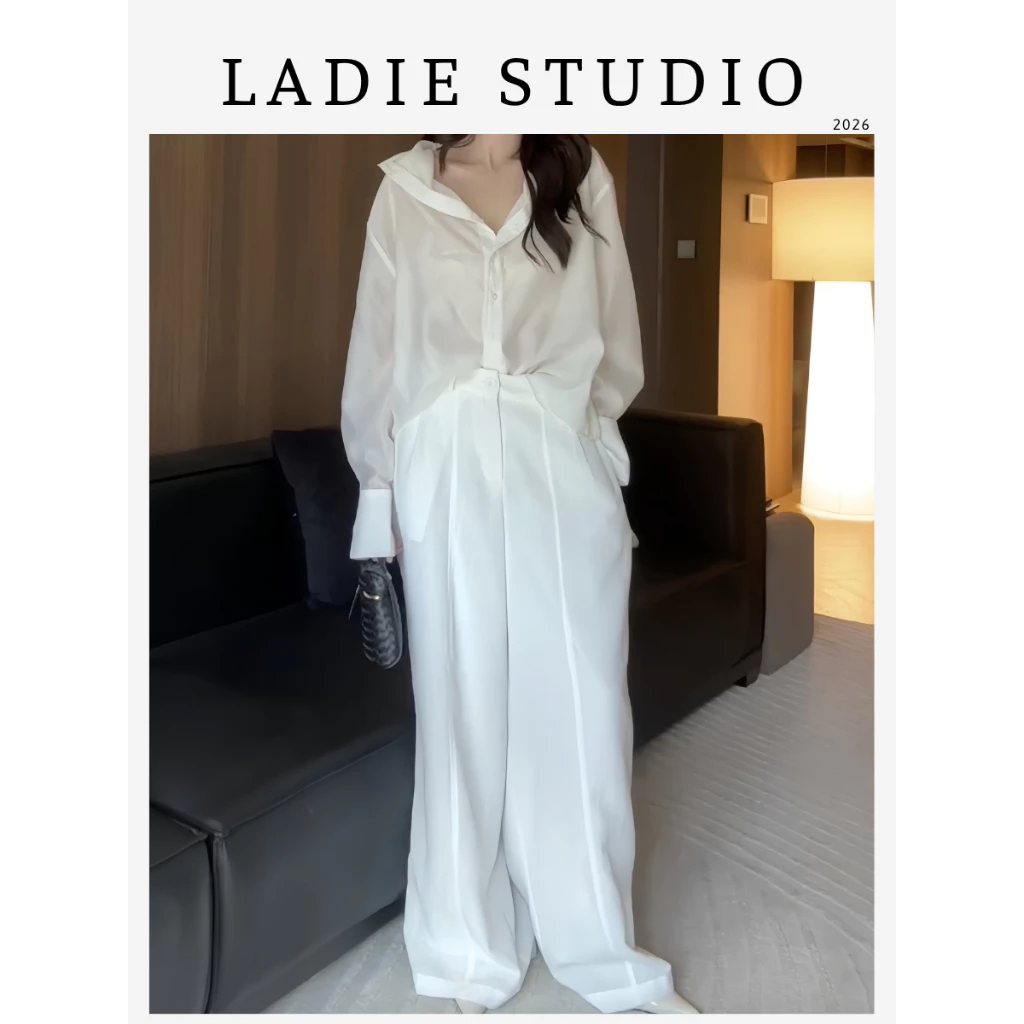 [LADIE STUDIO] Quần suông ống rộng Linen Poly Hàn – quần nữ cạp cao thanh lịch QD04