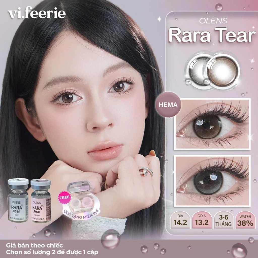 (OLENS) Kính áp tròng (lens) hiệu ứng long lanh tự nhiên trong veo giãn tròng 3-6 tháng RARA TEAR Lens -  Vi Feerie Lens