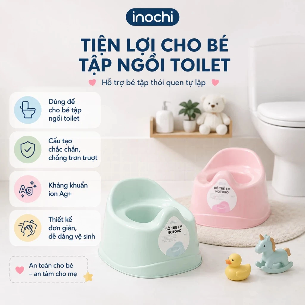 Bô trẻ em notoro (tiêu chuẩn Nhật Bản) Kiểu bô tròn với thiết kế chắc chắn, chống trơn trượt