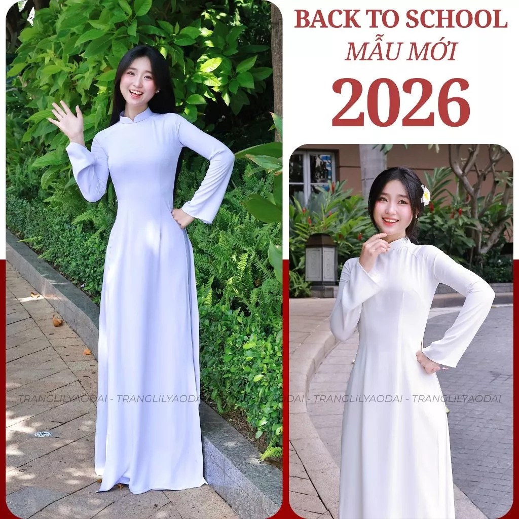 Áo dài trắng học sinh TAY LOE CỔ TRUYỀN THỐNG tay dài đồng phục cấp 3 mẫu mới 2026-Trang Lily Áo Dài