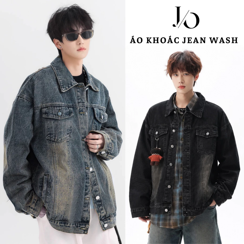 Áo Khoác Jean Nam Nữ Xanh WASH RETRO Dáng Rộng Áo Khoác Jacket Fashion Unisex Năng Động BIGSIZE
