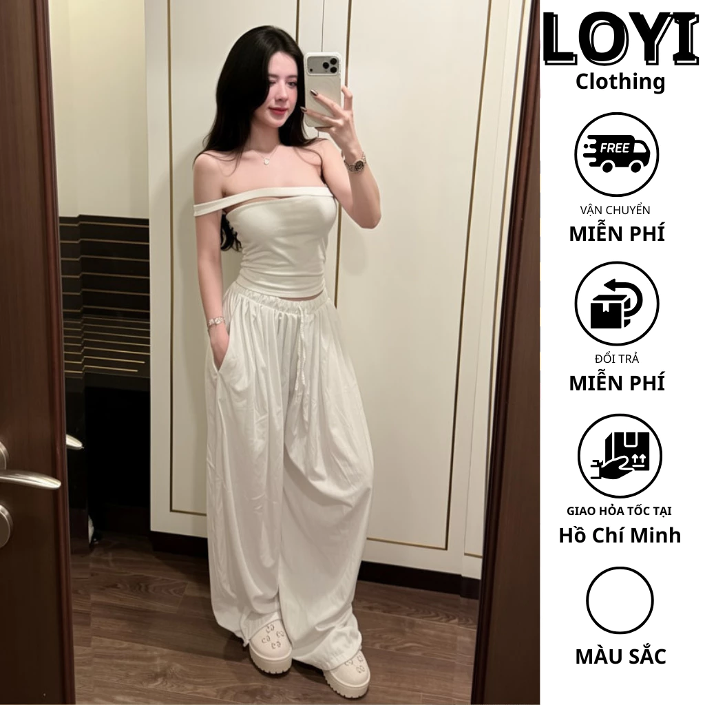 [Hỏa Tốc] Set Áo Ống Ôm Body Kèm Quần Suông Rộng Cạp Chun, Set Đồ Nữ Sang Chảnh Gợi Cảm Hot Trend