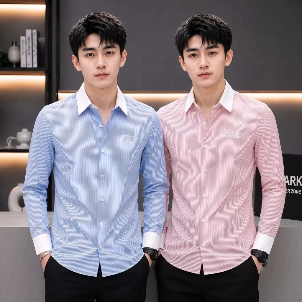 Áo sơ mi nam kẻ sọc mẫu công sở co giãn cao cấp trẻ trung boy phố mẫu-BQT77 SHOP