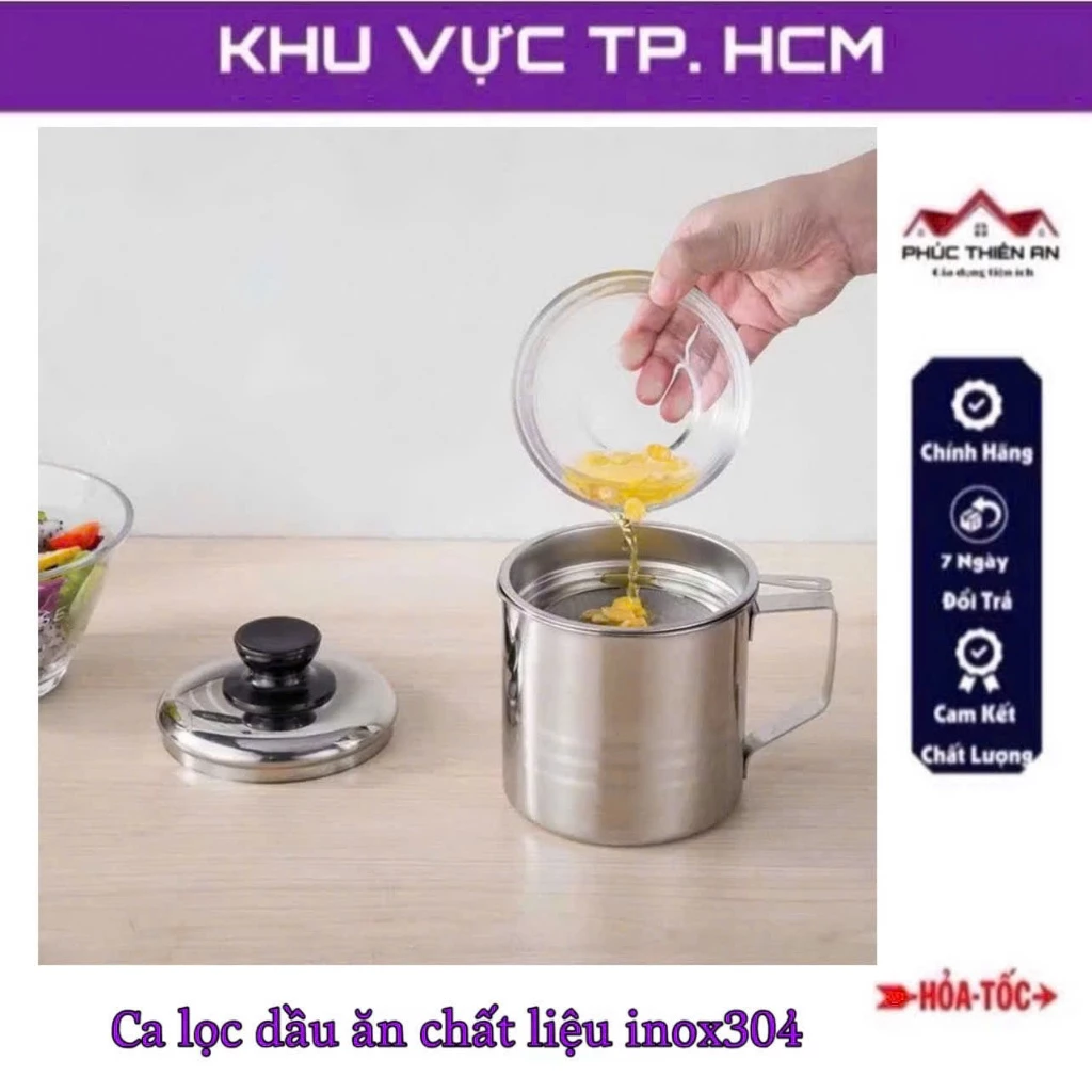 Ca lọc dầu ăn chất liệu inox304, dung tích 750ml - siêu bền, tiện dụng