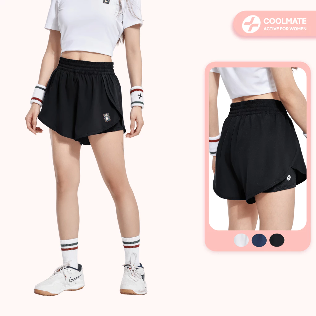 Quần Shorts nữ thể thao 3.5inch Pickleball 2 lớp siêu nhẹ, nhanh khô, co giãn - Coolmate Active For Women