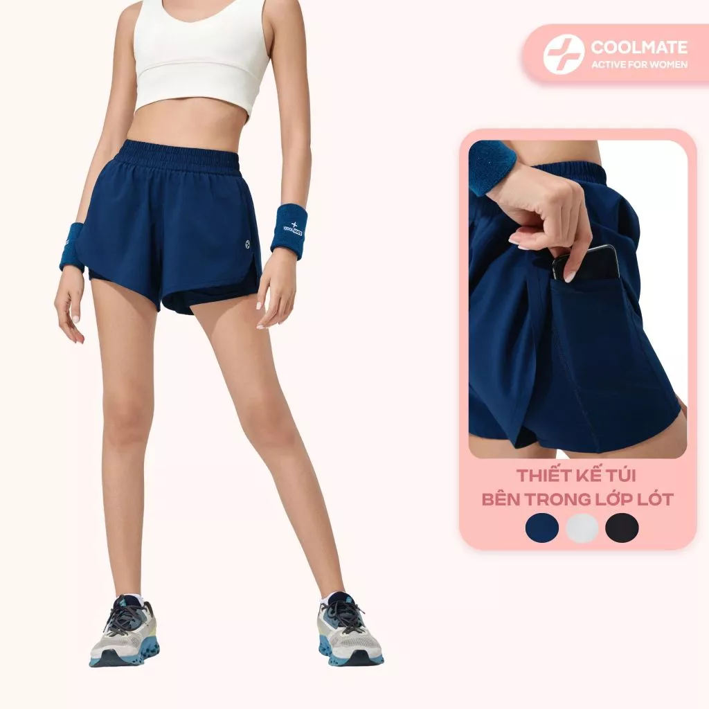 Quần shorts thể thao nữ chạy bộ 2 lớp 3.5 inch Core Shorts co giãn, thoáng khí - Coolmate Women