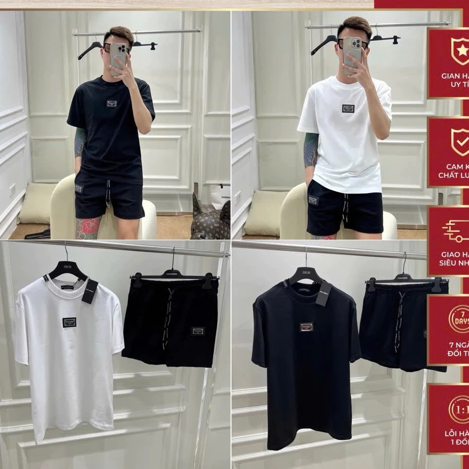 Bộ Cộc Hè Đính Tag Sắt Chữ Tag Thêu Đơn Giản Siêu Đẹp,Quần Nỉ Chân Cua Dày Đẹp,Fom Chuẩn quynhpham QC ==
