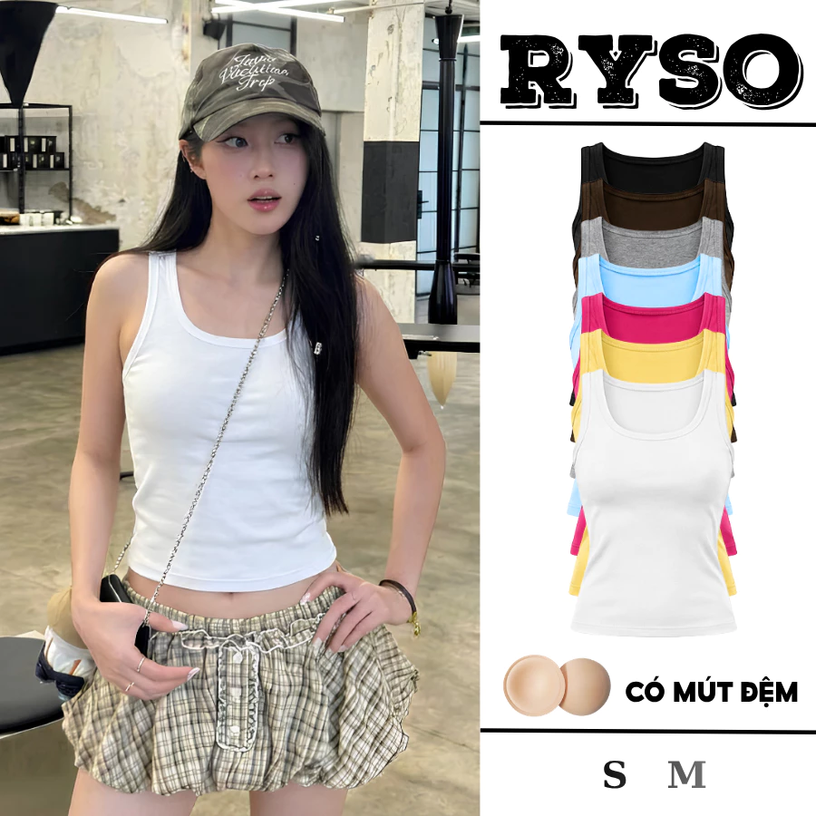 Áo Ba Lỗ Hai Dây Sát Nách Bản To Có Mút Ngực Dáng Dài Chất Borip Co Giãn Dáng Ôm Body 3L02BR RYSO