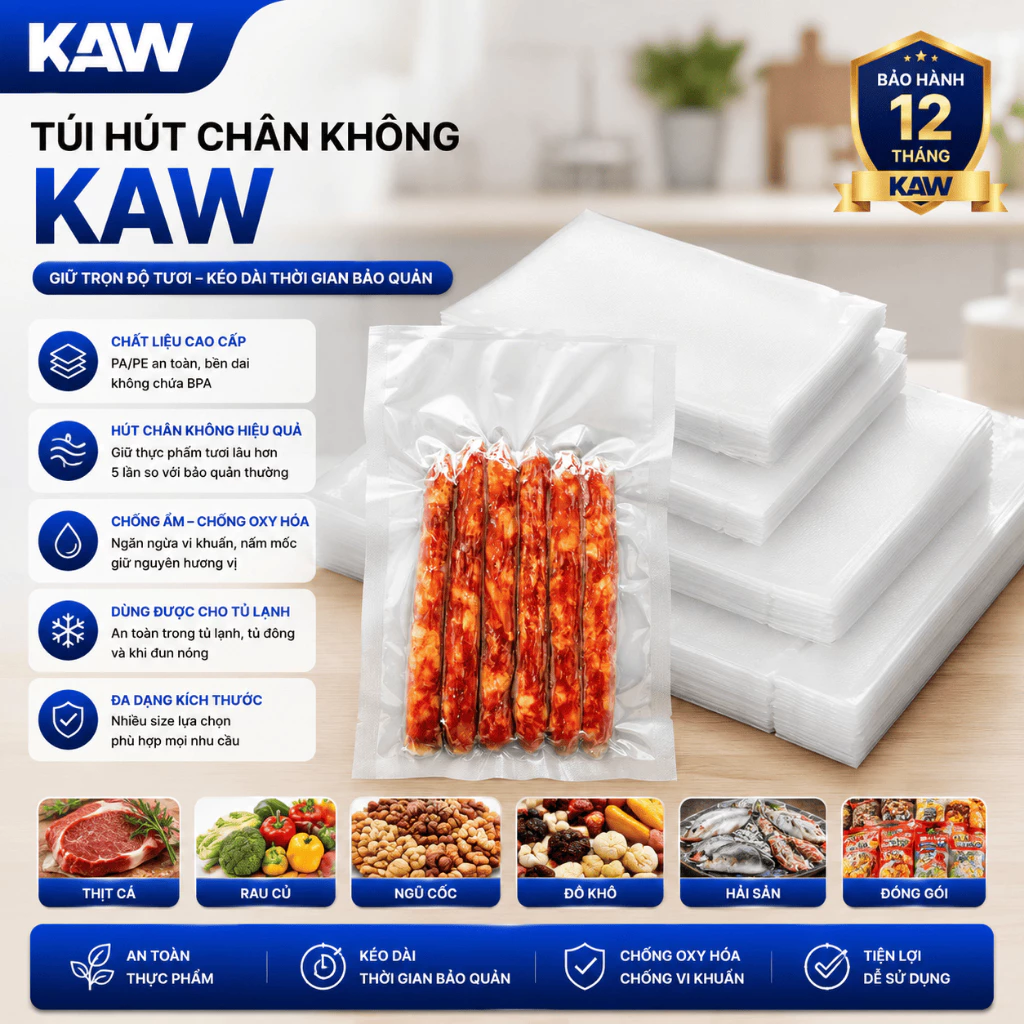 Túi Hút Chân Không KAW 2 Mặt Trơn PA Dùng Cho Máy P280 P290 Loại Tốt