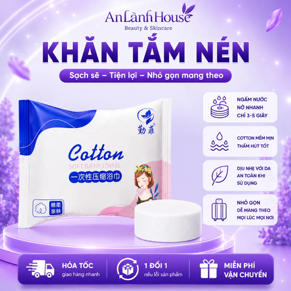 Khăn Tắm Nén Khổ Lớn 70x140cm Khăn Dùng 1 Lần Cotton Mềm Mịn Thấm Hút Tốt Mang Đi Du Lịch Công Tác